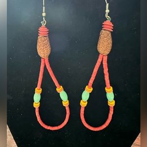 African folk art earrings authentic vintage